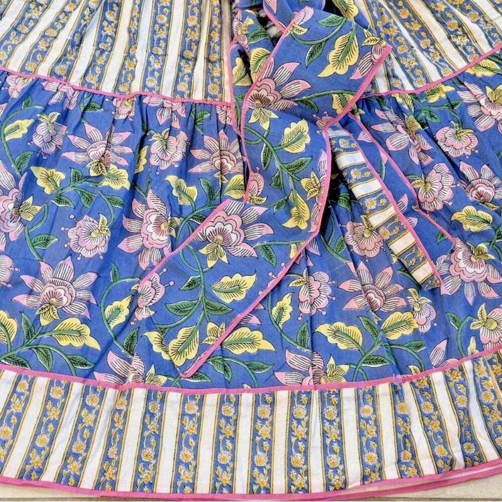 Women's Midi Dress in Blue Floral Stripe - Sue Sartor - Picture 2 of 15